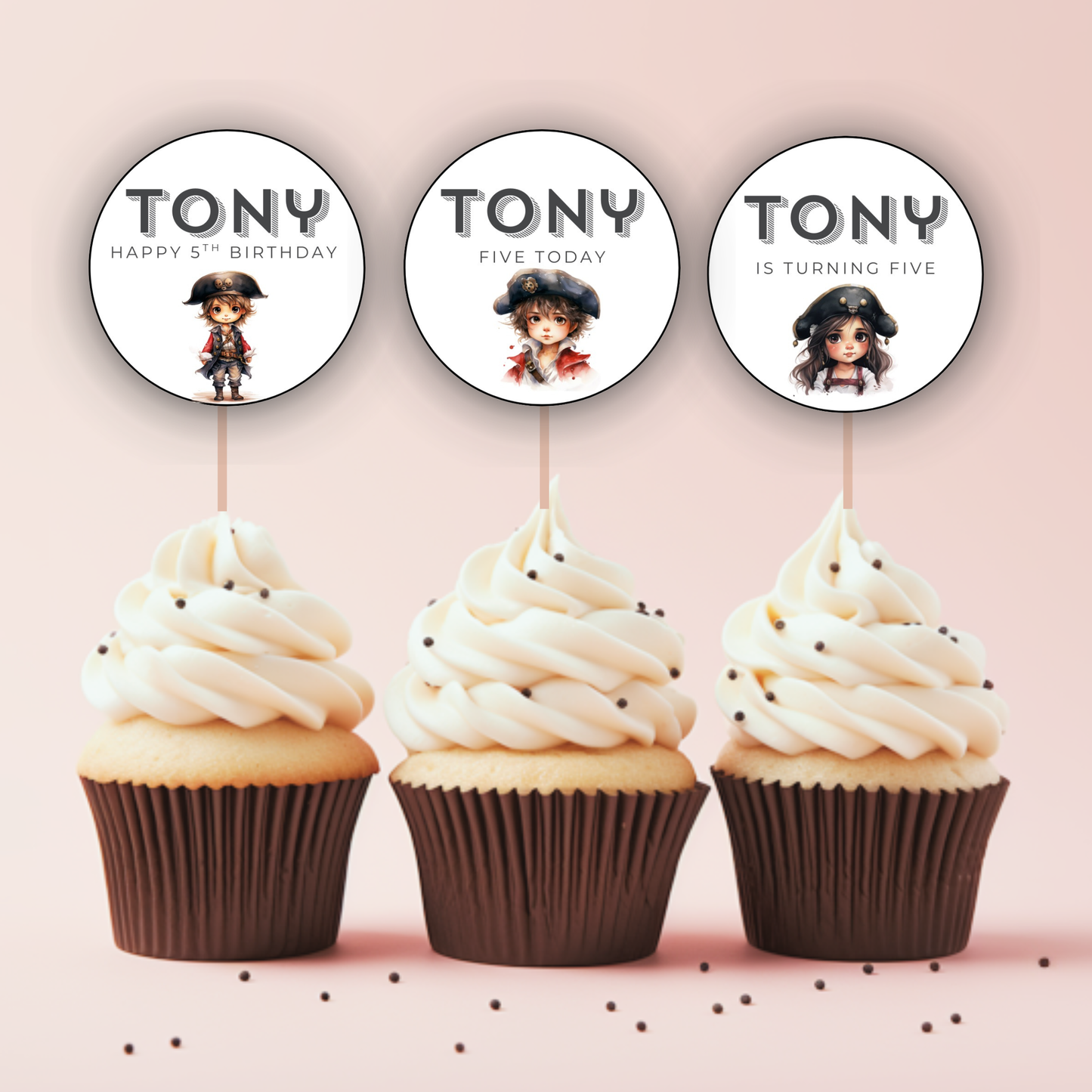 5th Birthday Cupcake Toppers Boy