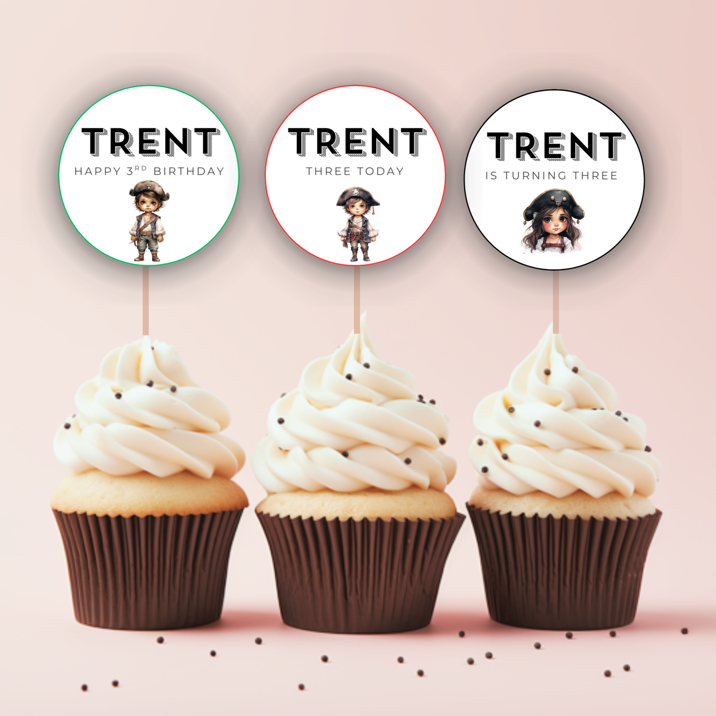 3rd Birthday Boy Cupcake Toppers