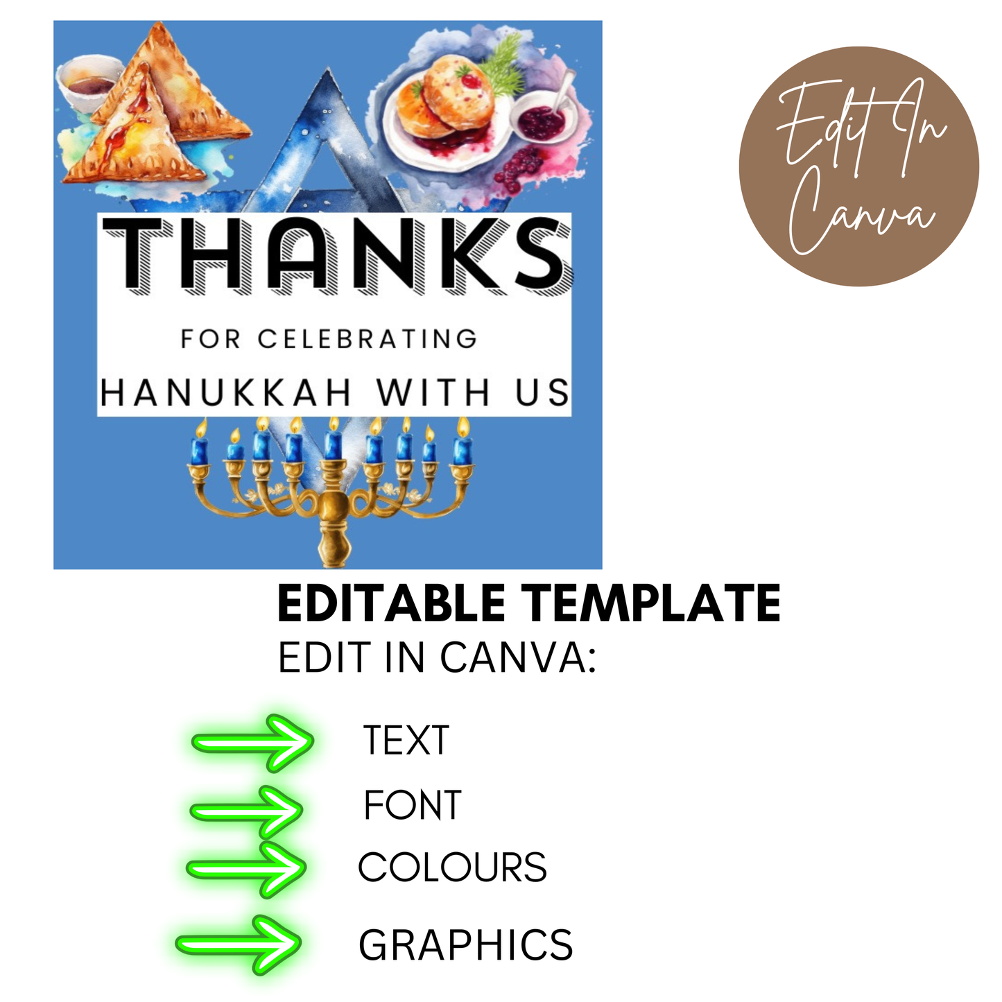 Hanukkah Thank You Tag