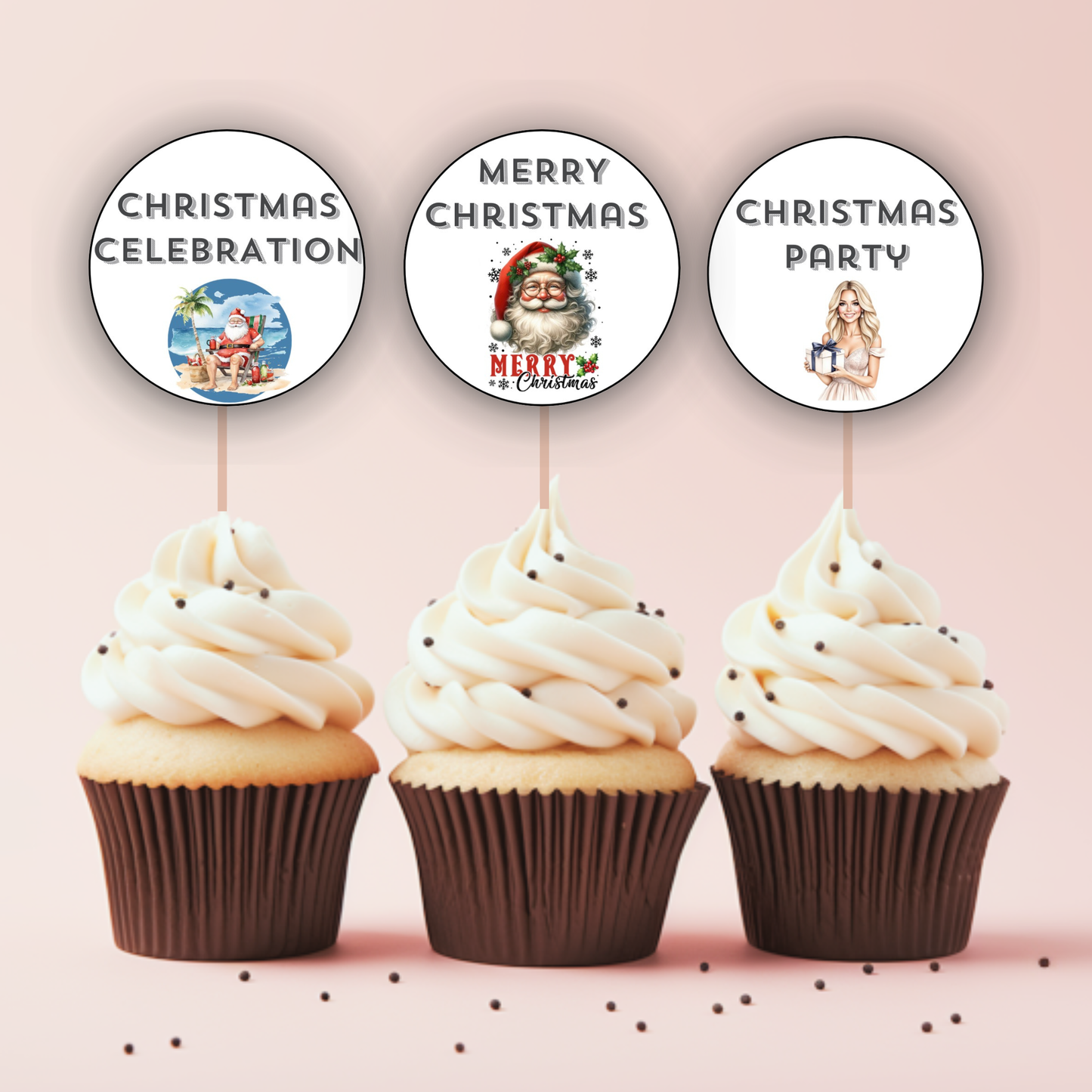 Christmas Party Cupcake Toppers