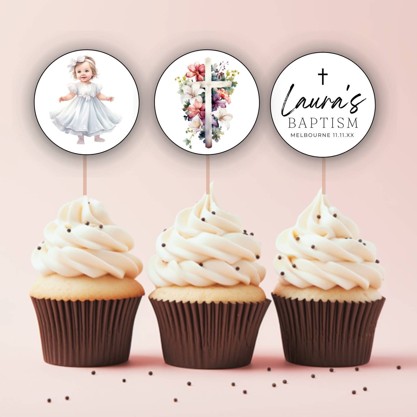 Baptism Cupcake Toppers