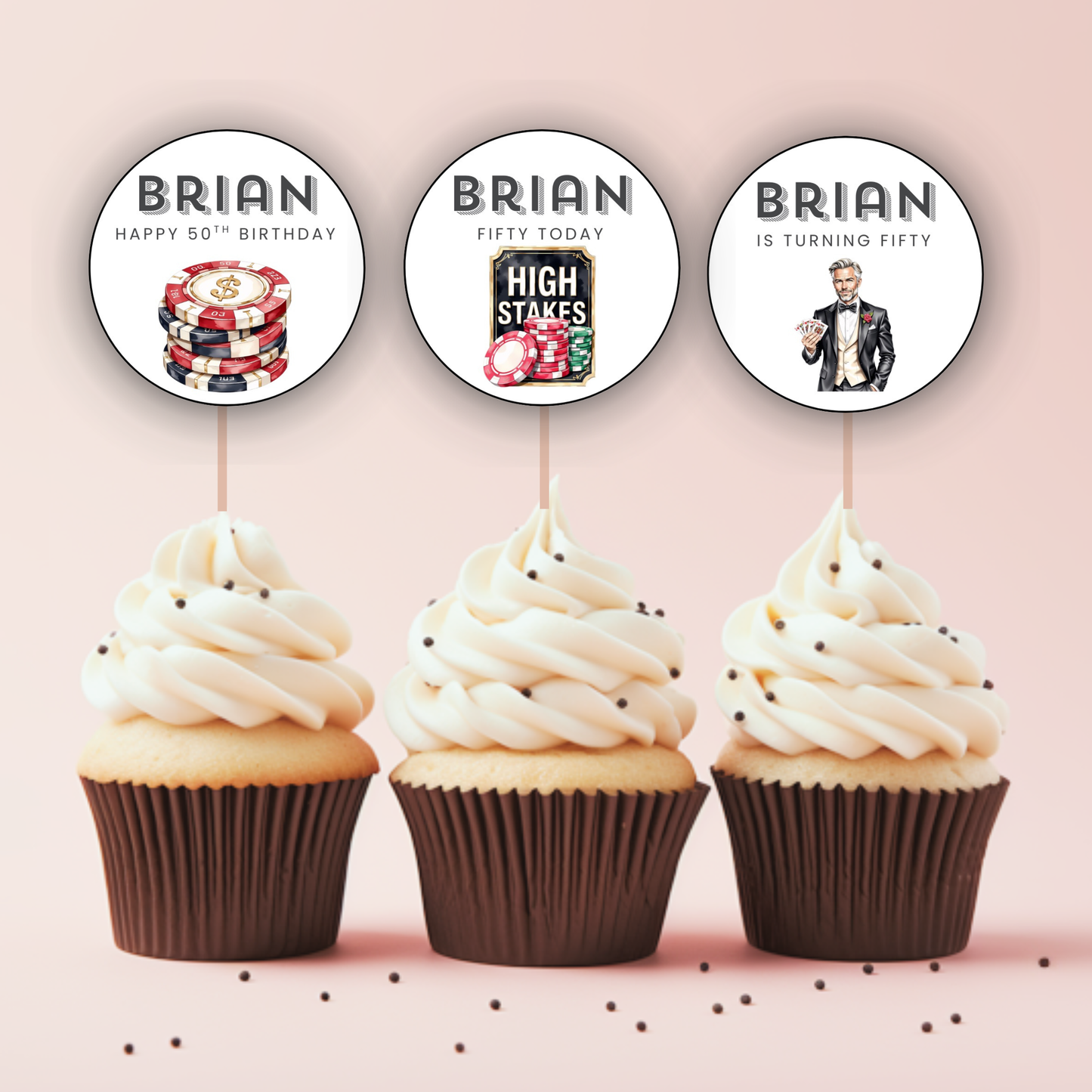 50th Birthday Cupcake Topper Man