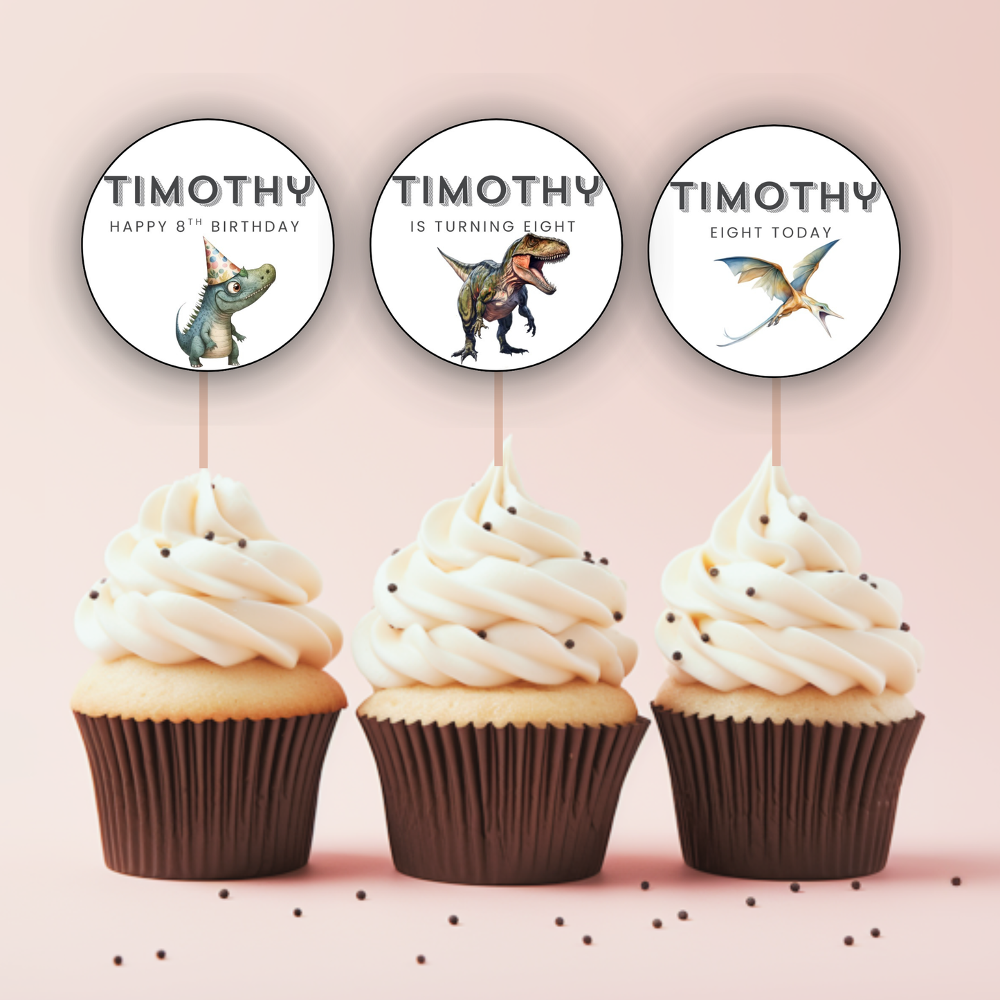 8th Birthday Cupcake Toppers Boy