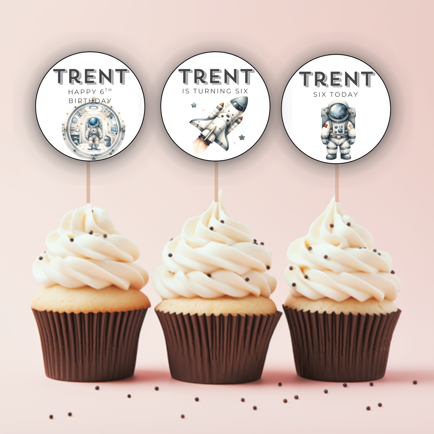 6th Birthday Party Cupcake Toppers Boy