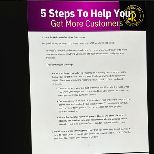 Five Steps To Help You Get More Customers