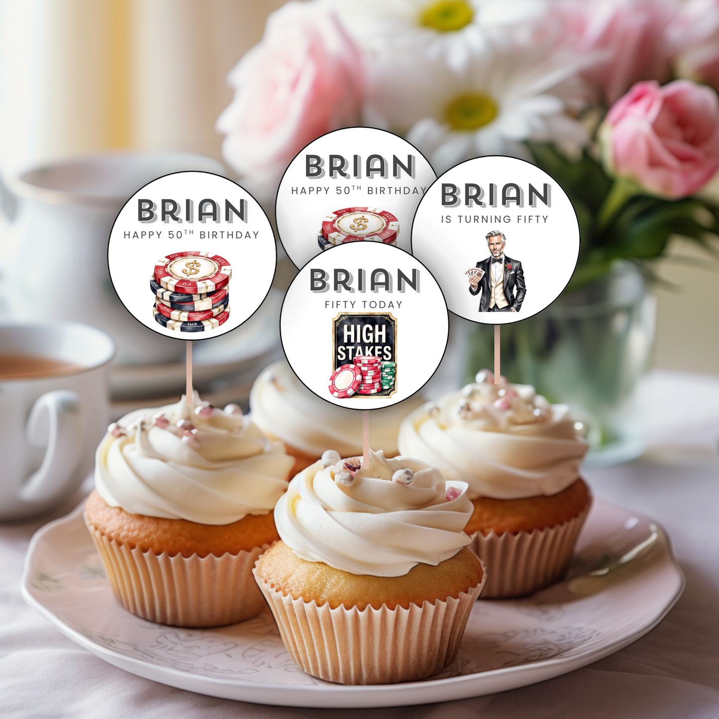 50th Birthday Cupcake Topper Man