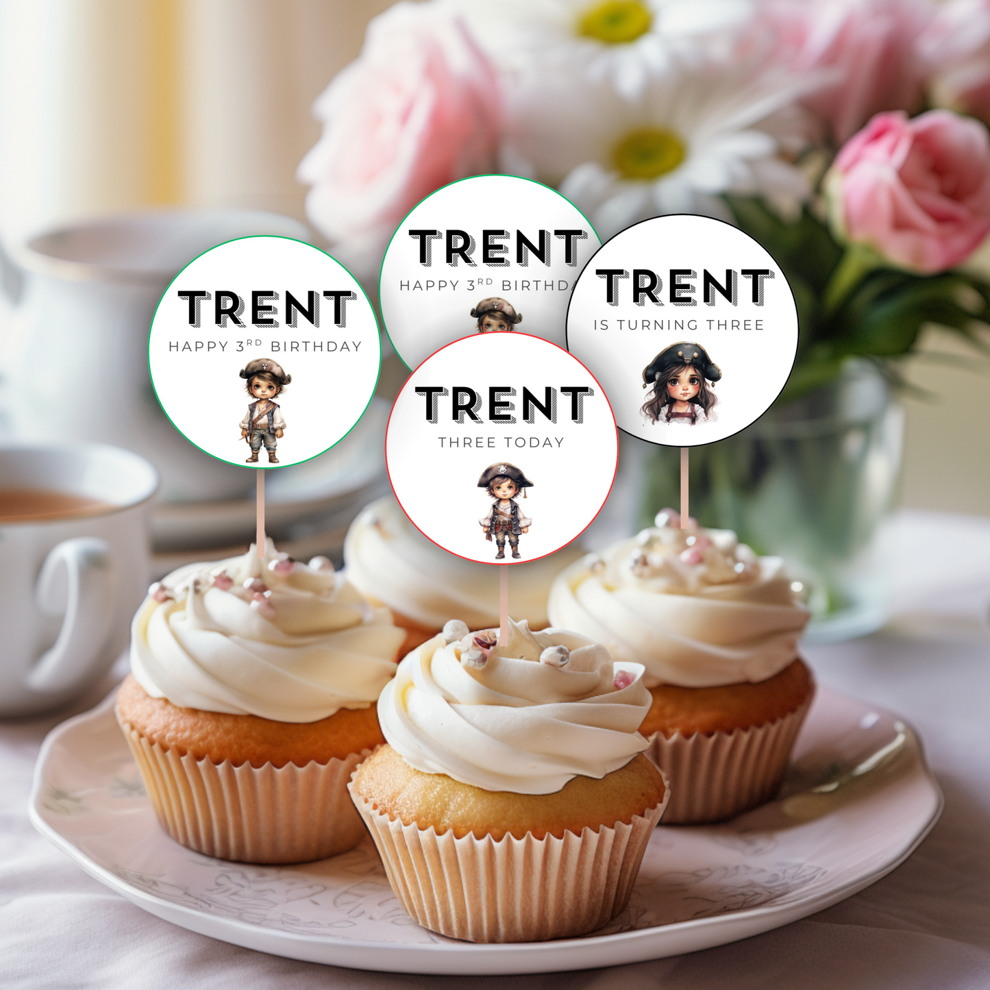 3rd Birthday Boy Cupcake Toppers
