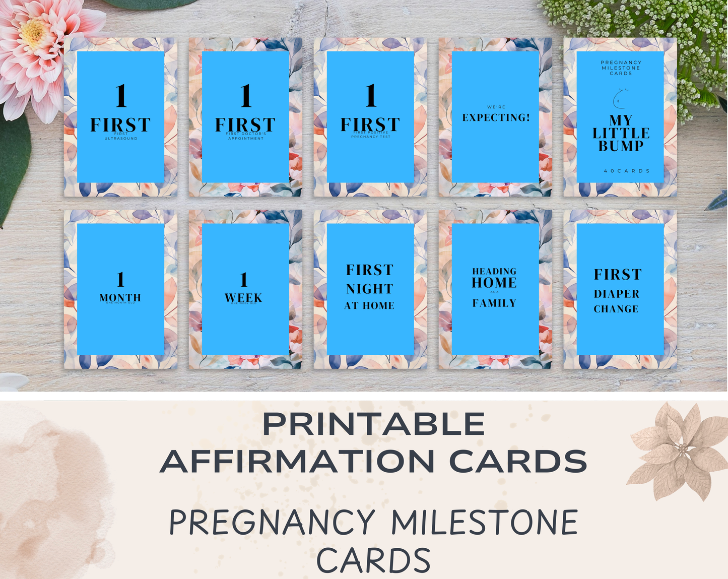 40 Pregnancy Milestone Cards