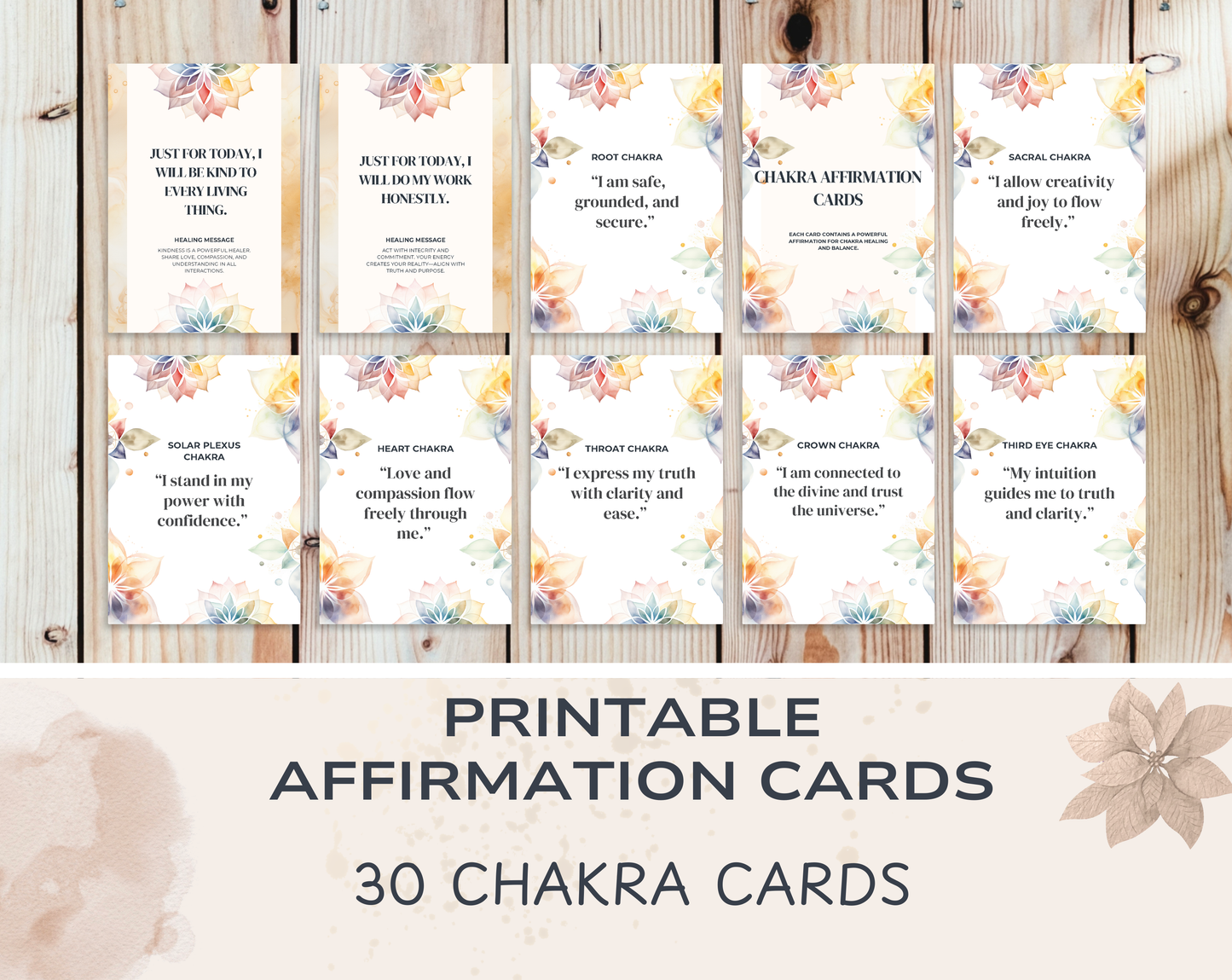 30 Chakra Affirmation Cards