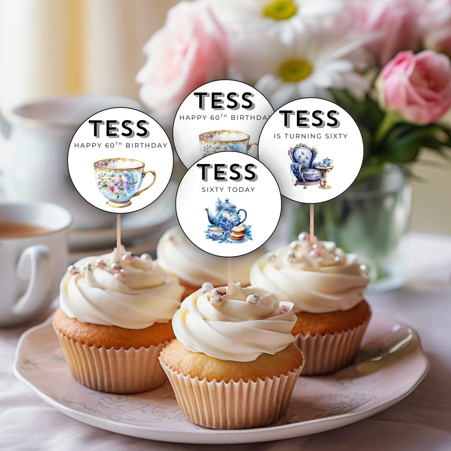 60th Birthday Cupcake Toppers Girl