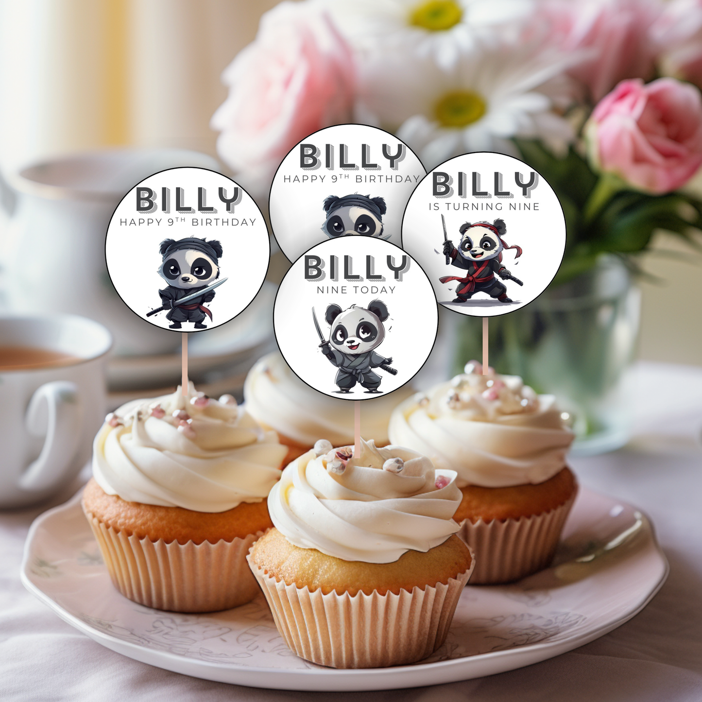 9th Birthday Cupcake Toppers Boy