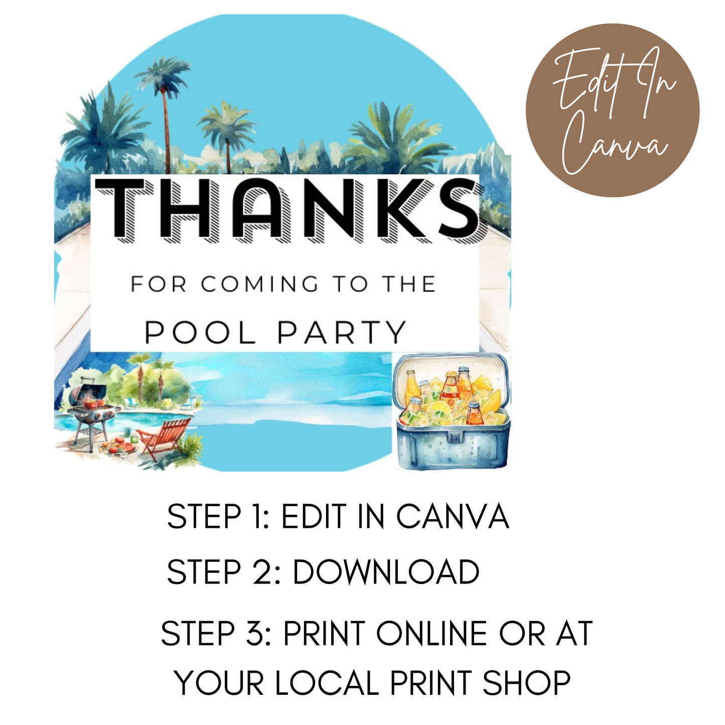 Pool Party Thank You Tags
