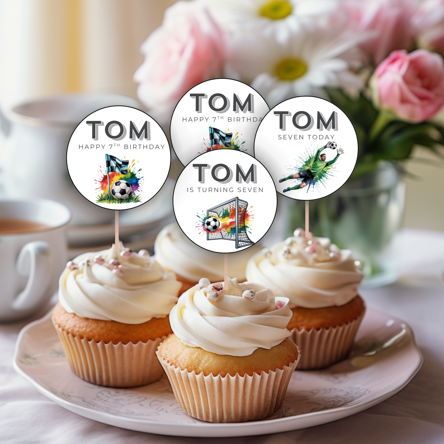 7th Birthday Cupcake Toppers Boy