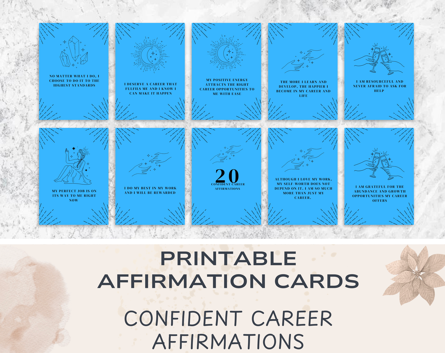 20 Confident Career Affirmation Cards
