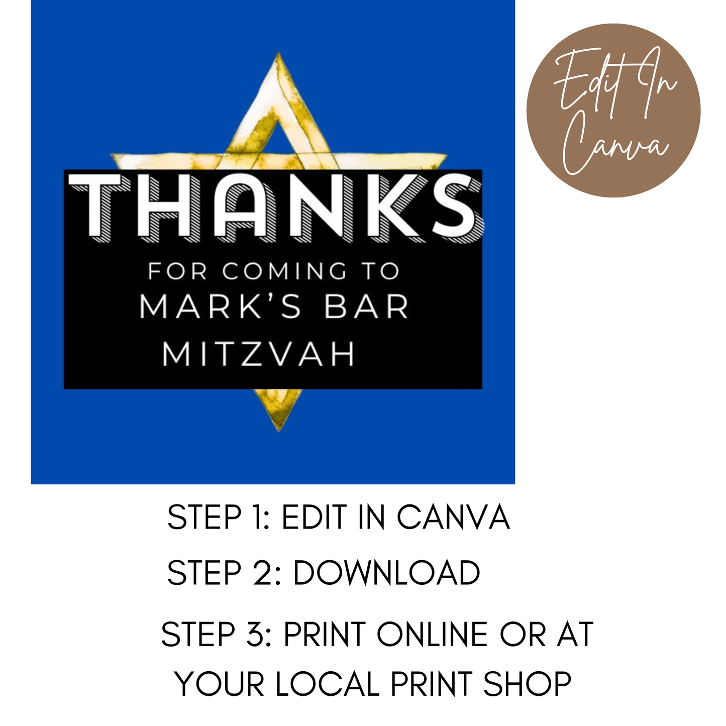 Bar Mitzvah Thank You Tag