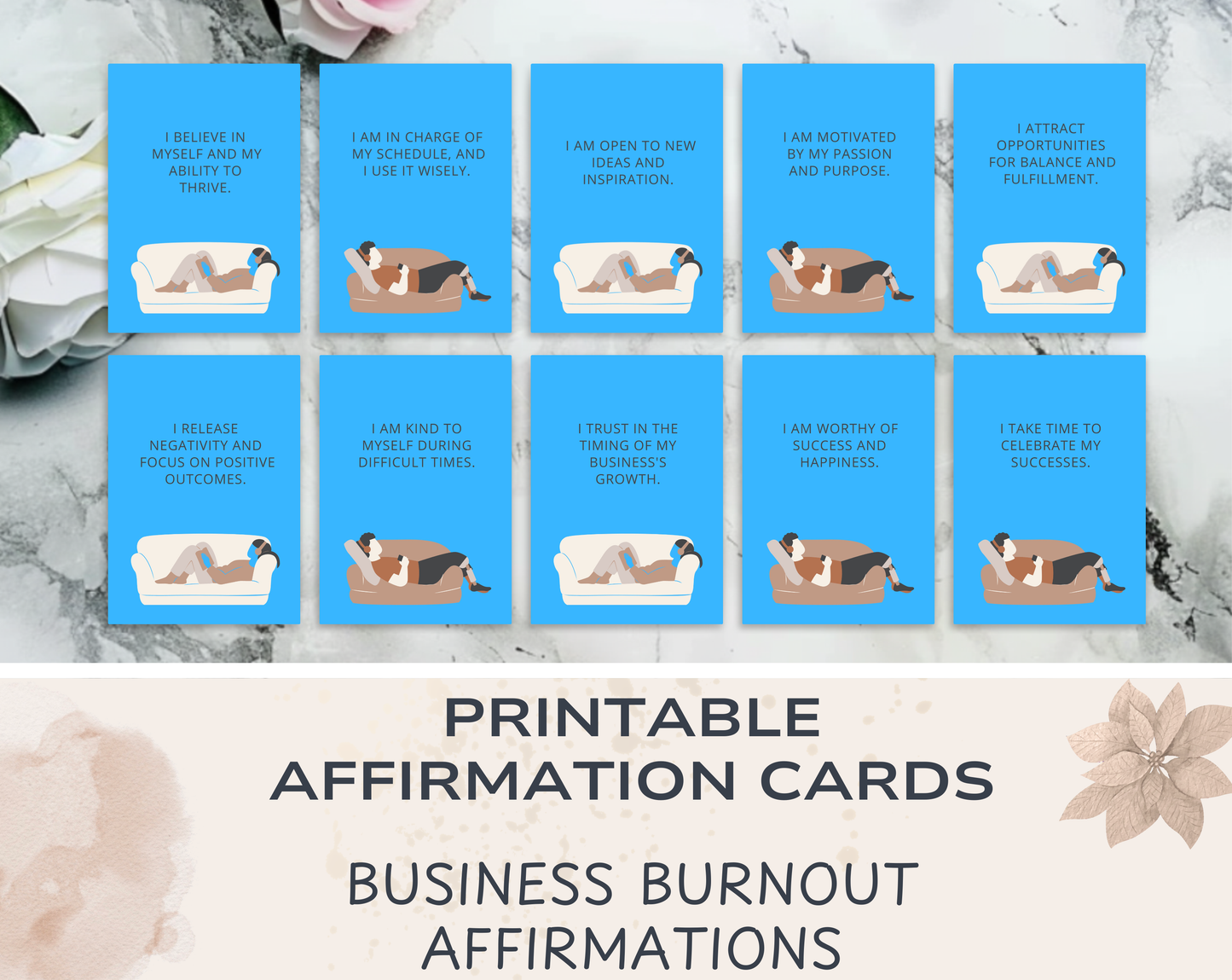 30 Business Burnout Affirmation Cards
