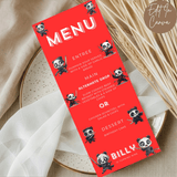 9th Birthday Menu Male