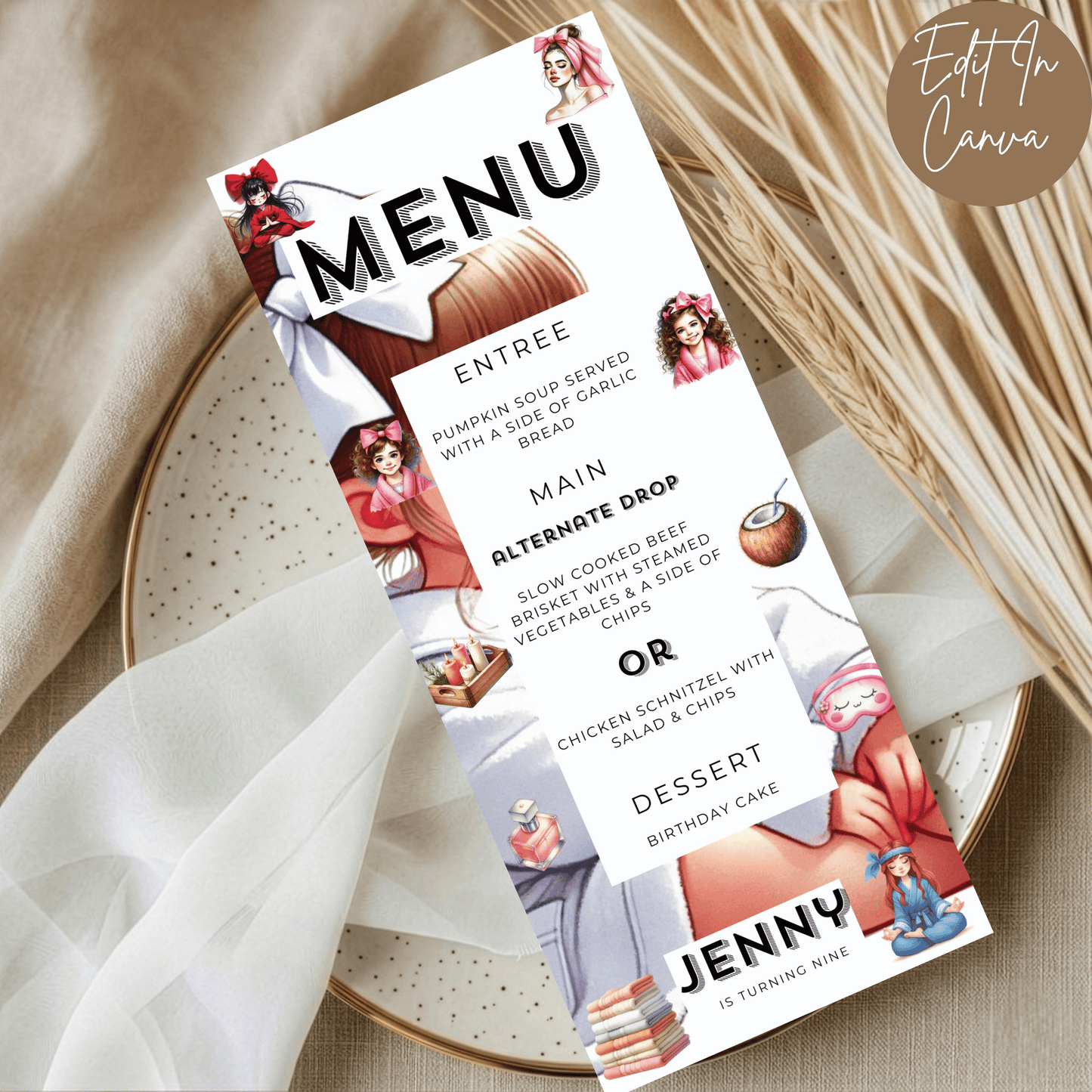 9th Birthday Menu