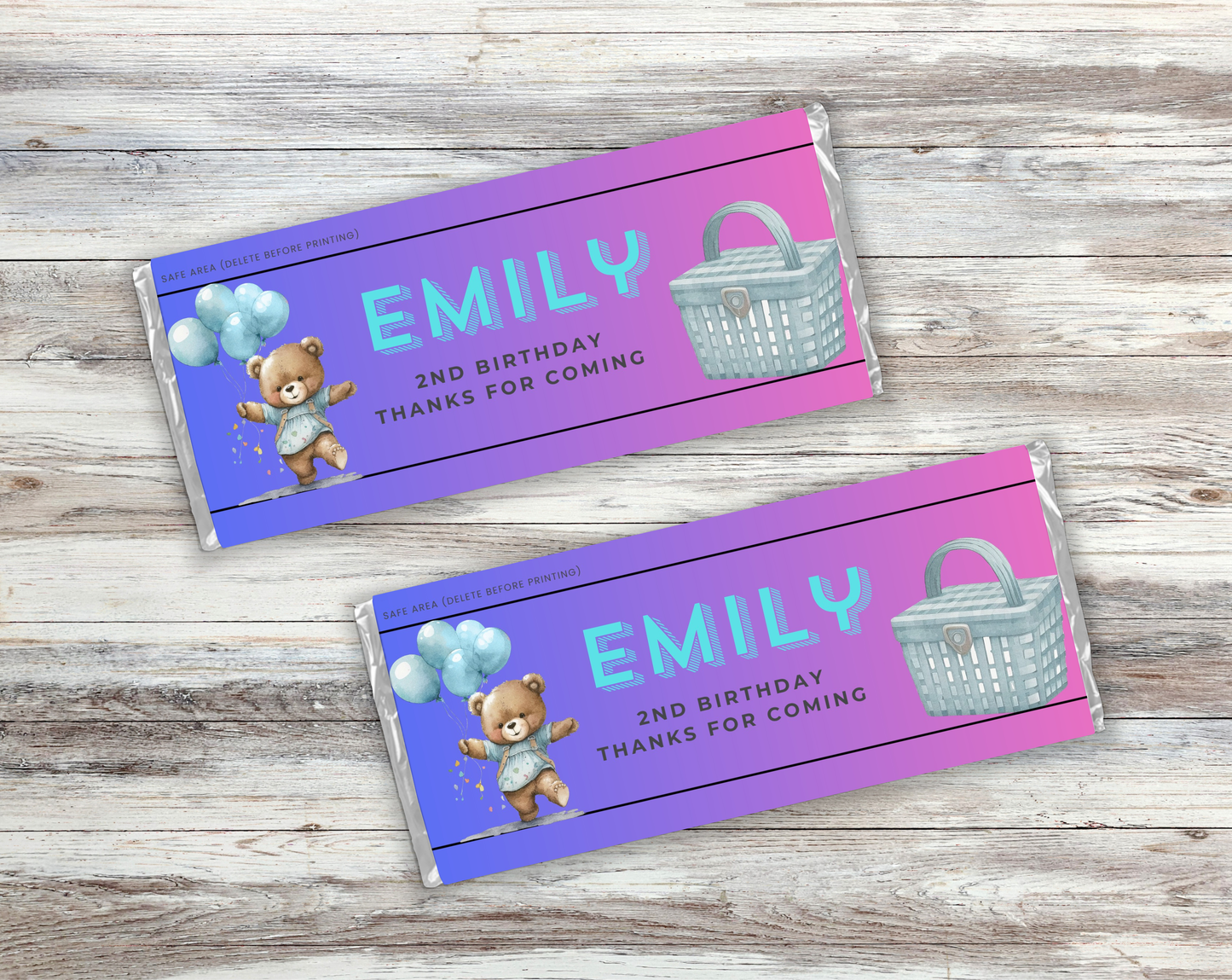 2nd Birthday Chocolate Bar Wrapper
