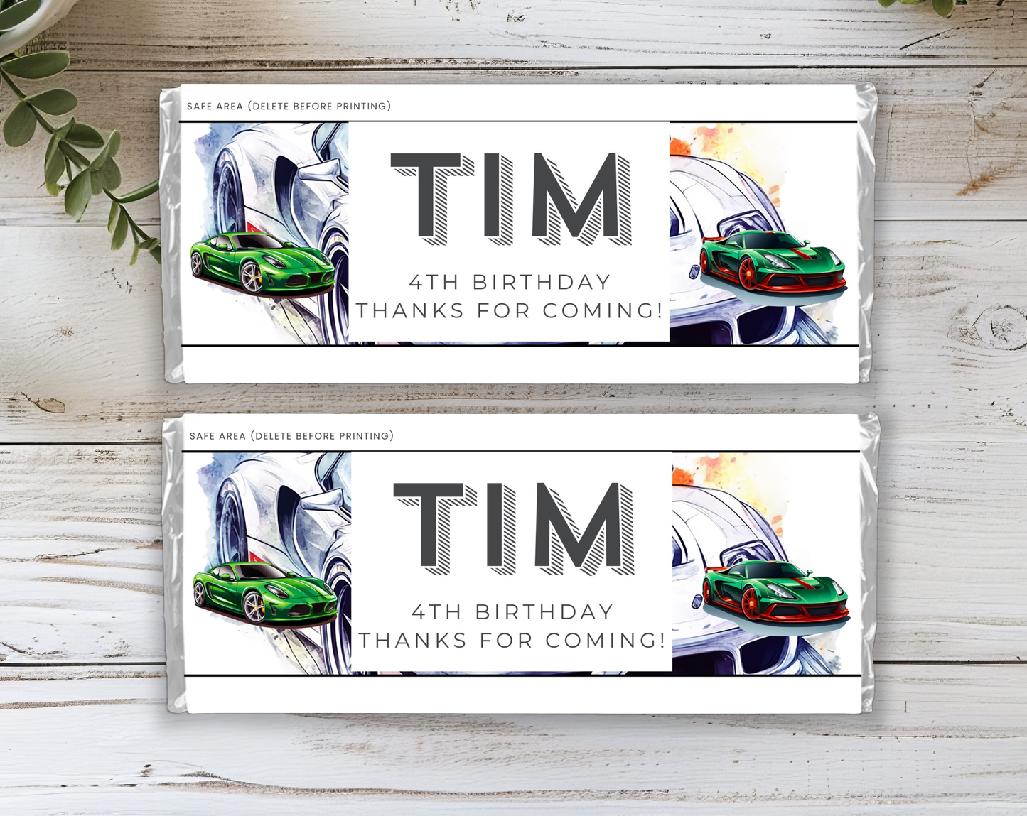 4th Birthday Chocolate Bar Wrappers Male