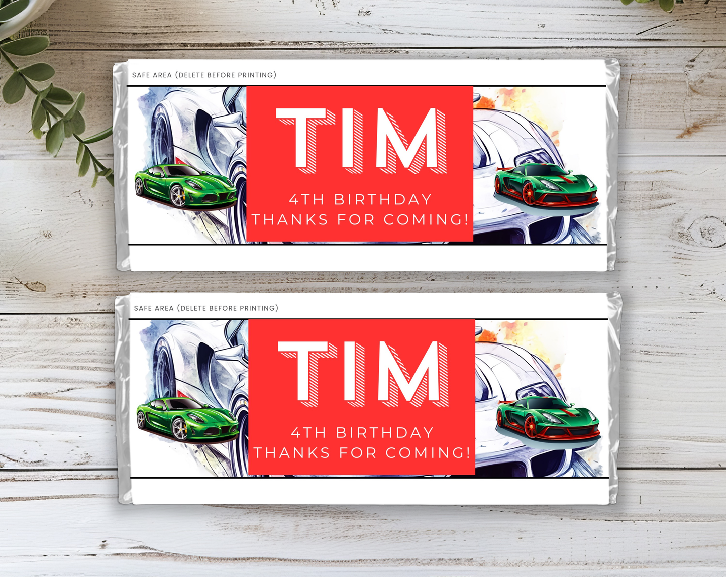 4th Birthday Chocolate Bar Wrappers Male