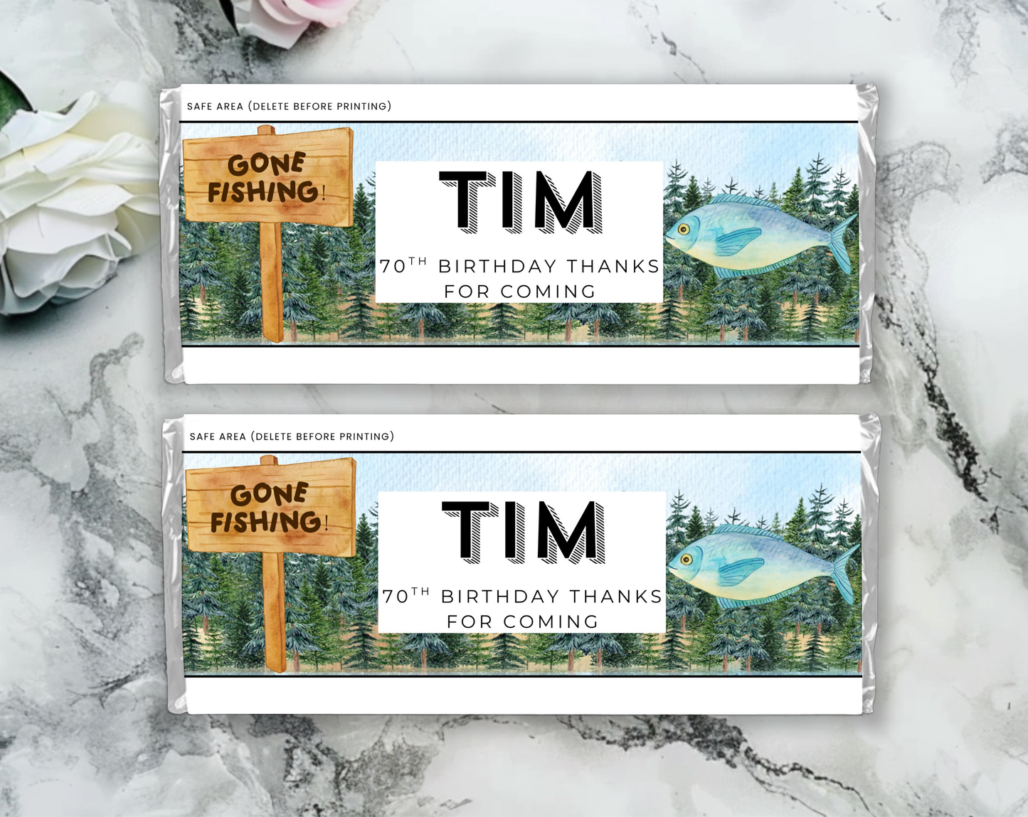 70th Birthday Chocolate Bar Wrapper Male