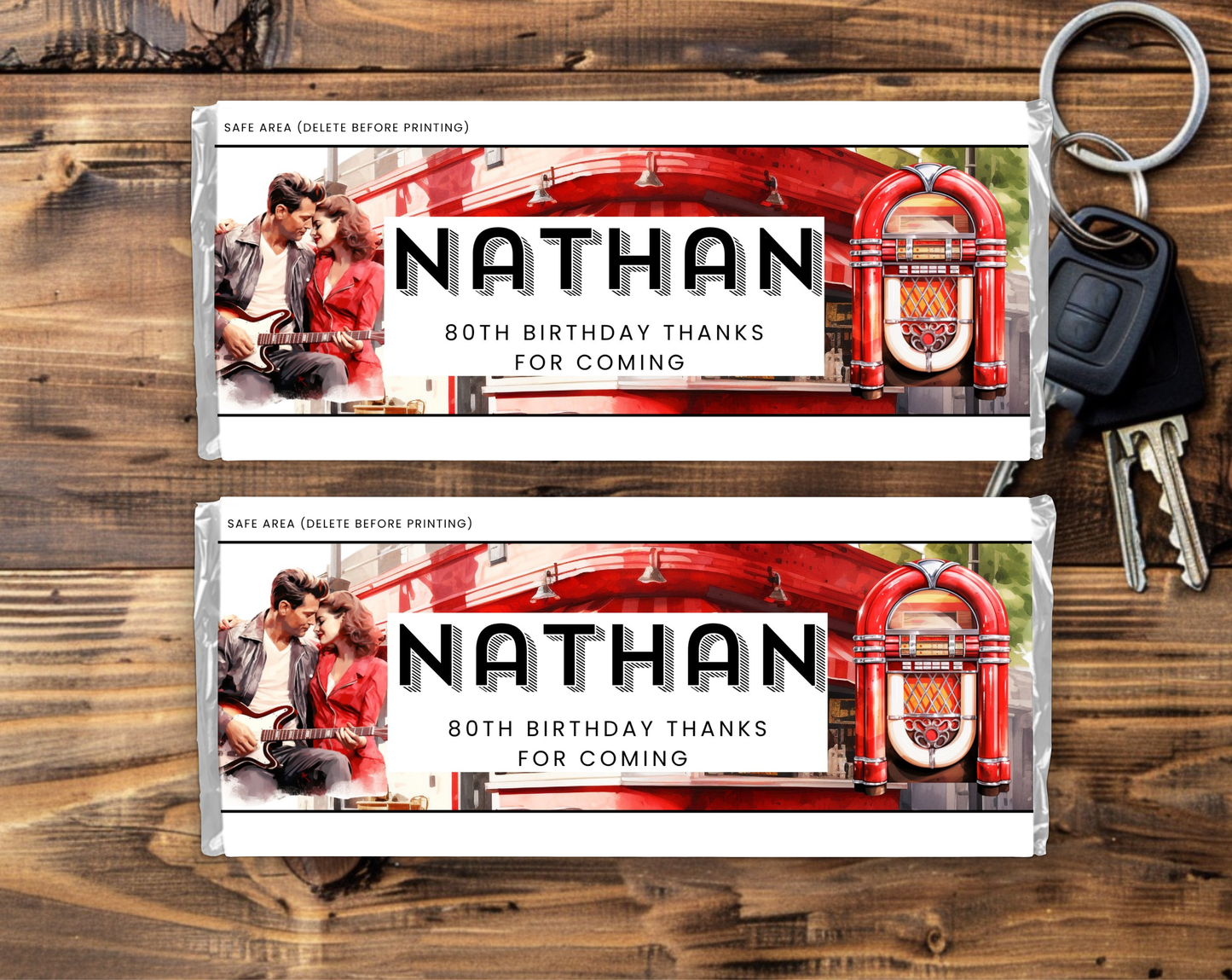80th Birthday Chocolate Bar Wrapper Male