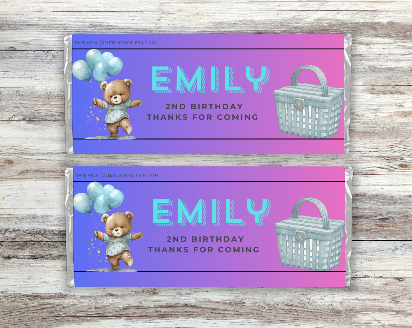 2nd Birthday Chocolate Bar Wrapper