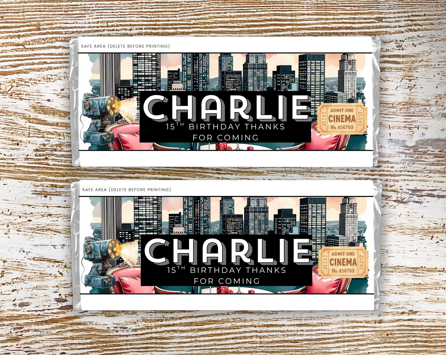 15th Birthday Chocolate Bar Wrapper Male