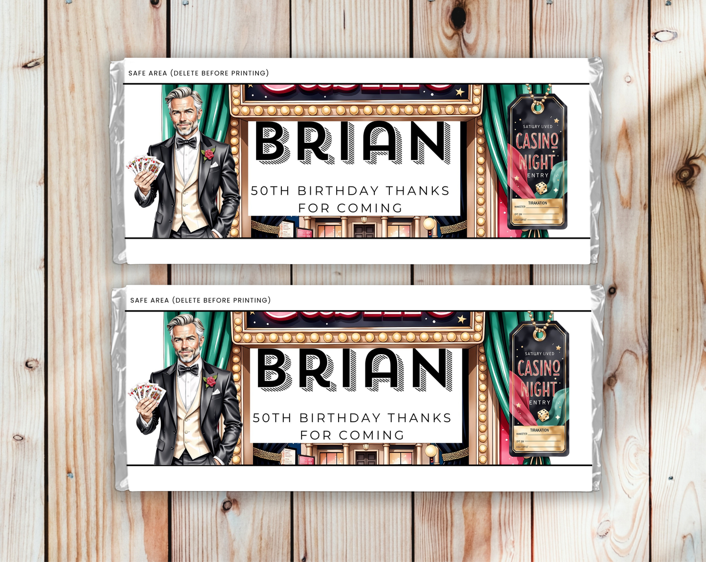 50th Birthday Chocolate Bar Wrapper Male