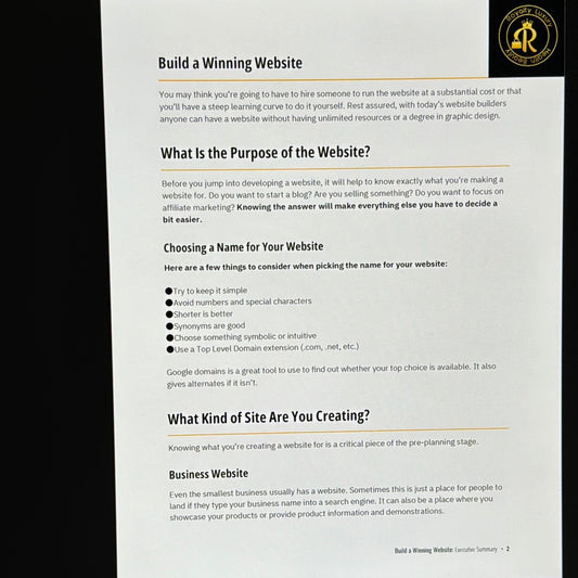 Build A Winning Website Executive Summary