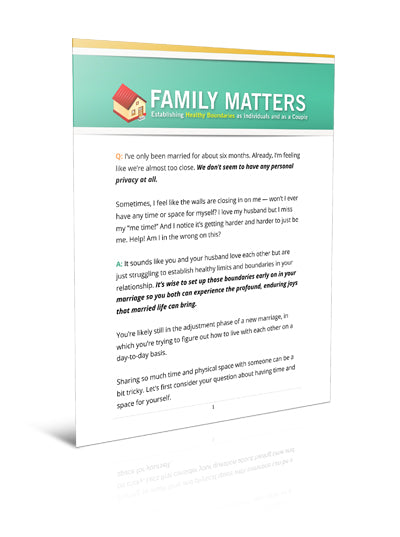 Family Matters Establishing Healthy Boundaries as Individuals and as a Couple