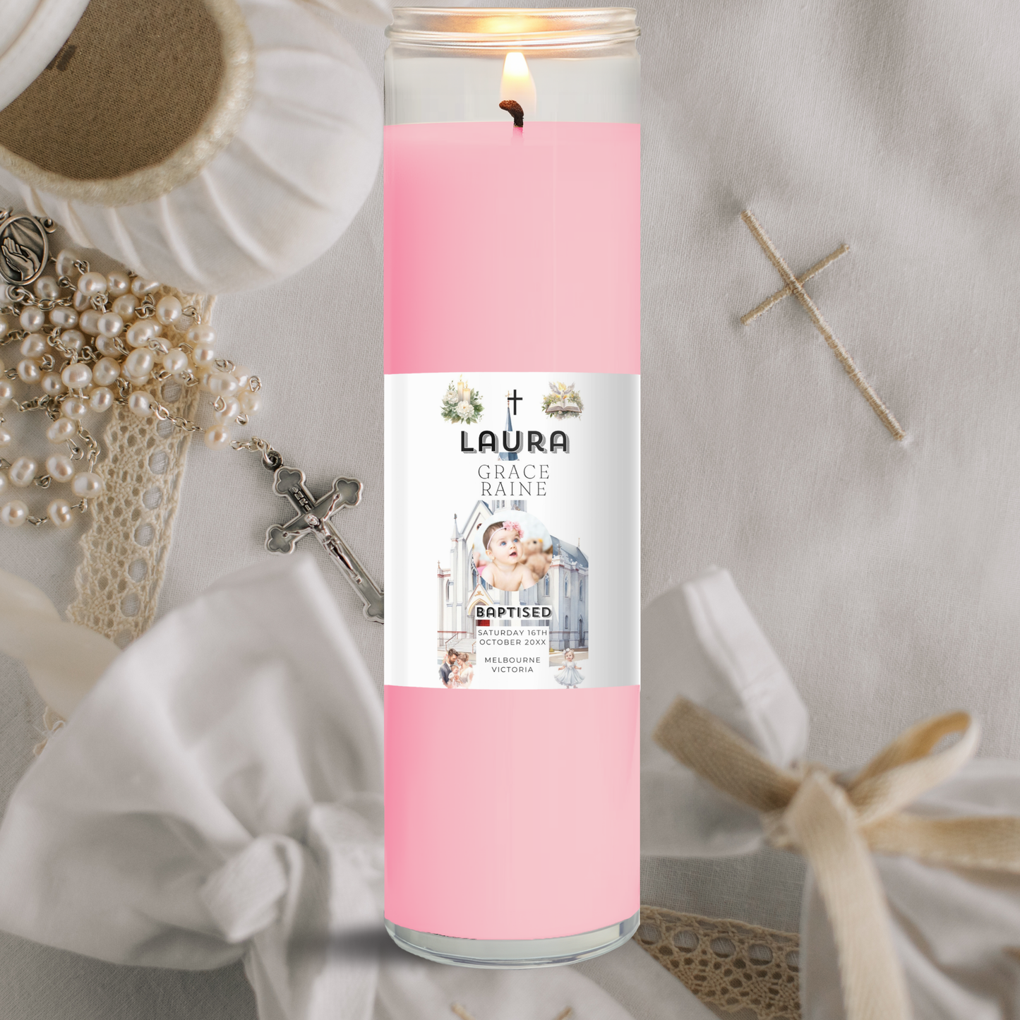 Baptism Candles Female