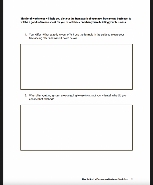 How To Start A Freelancing Business Worksheet