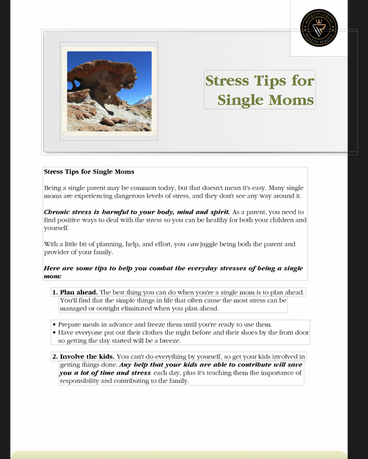 Stress Tips For Single Mums
