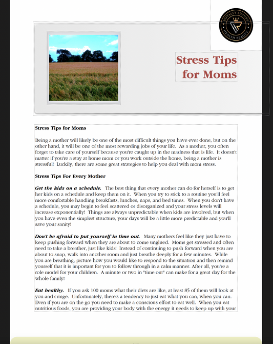 Stress Tips For Mums