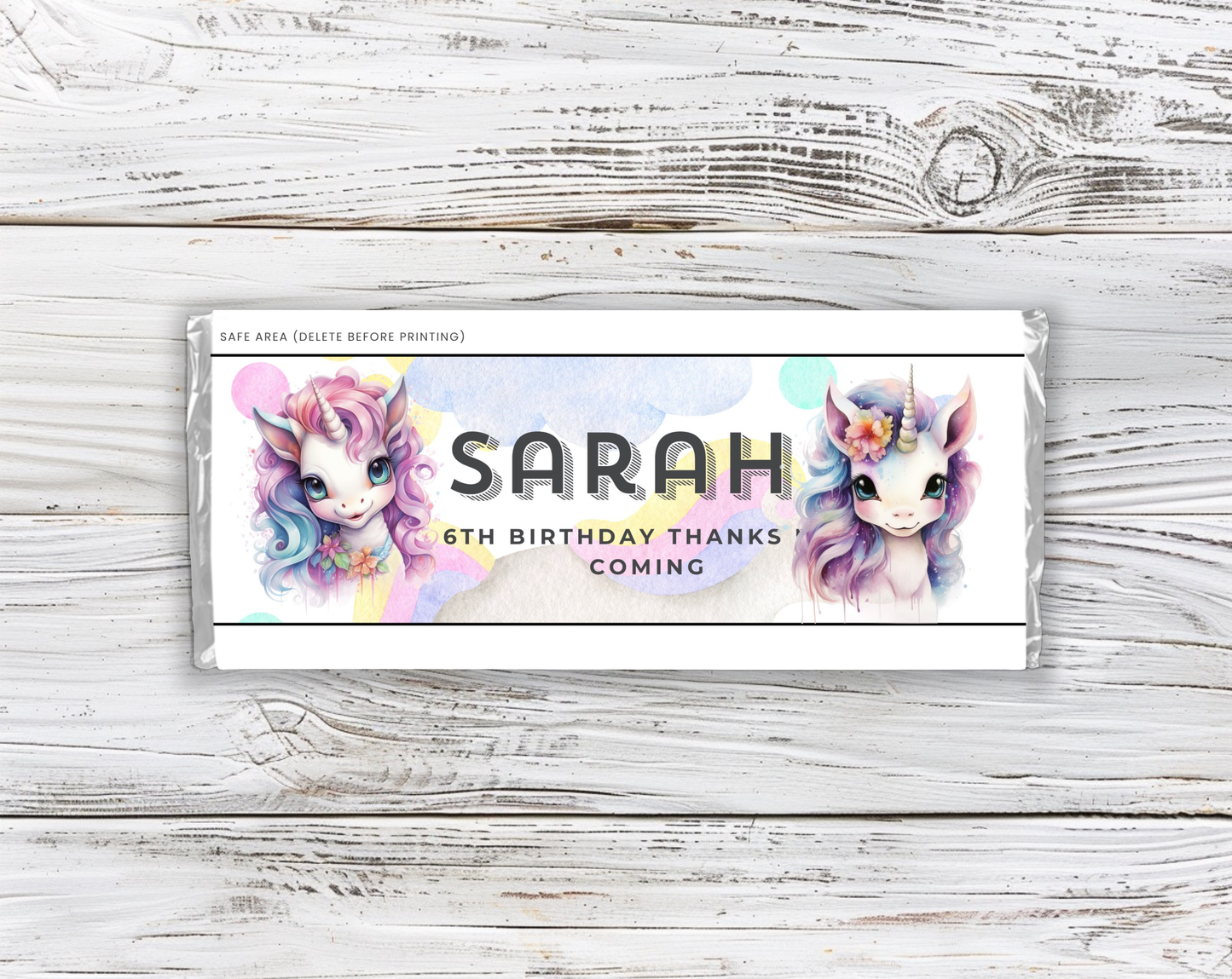 6th Birthday Chocolate Bar Wrapper Female