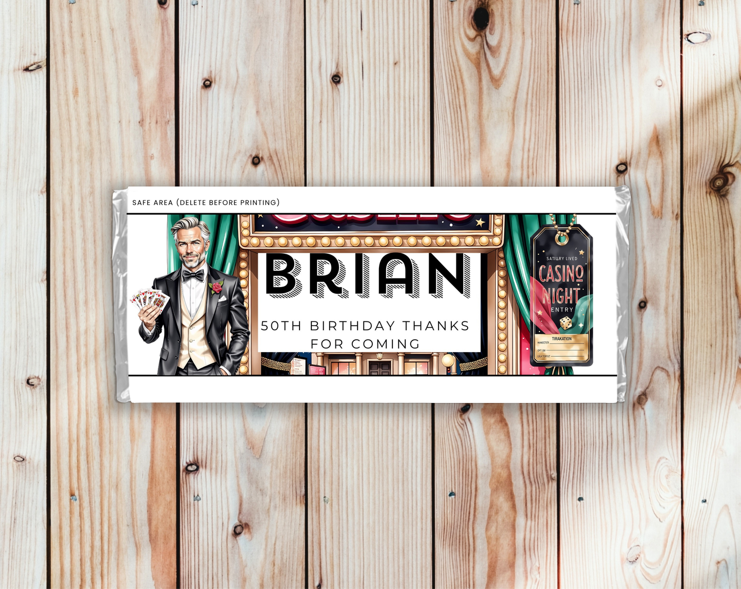50th Birthday Chocolate Bar Wrapper Male
