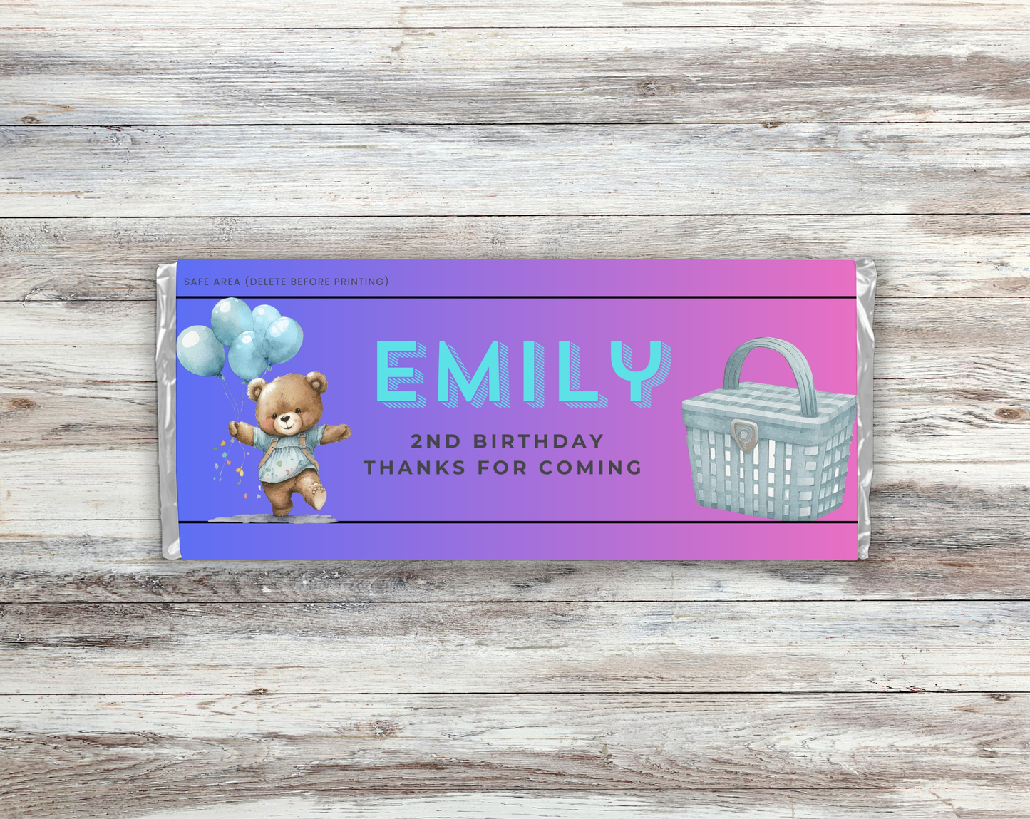 2nd Birthday Chocolate Bar Wrapper