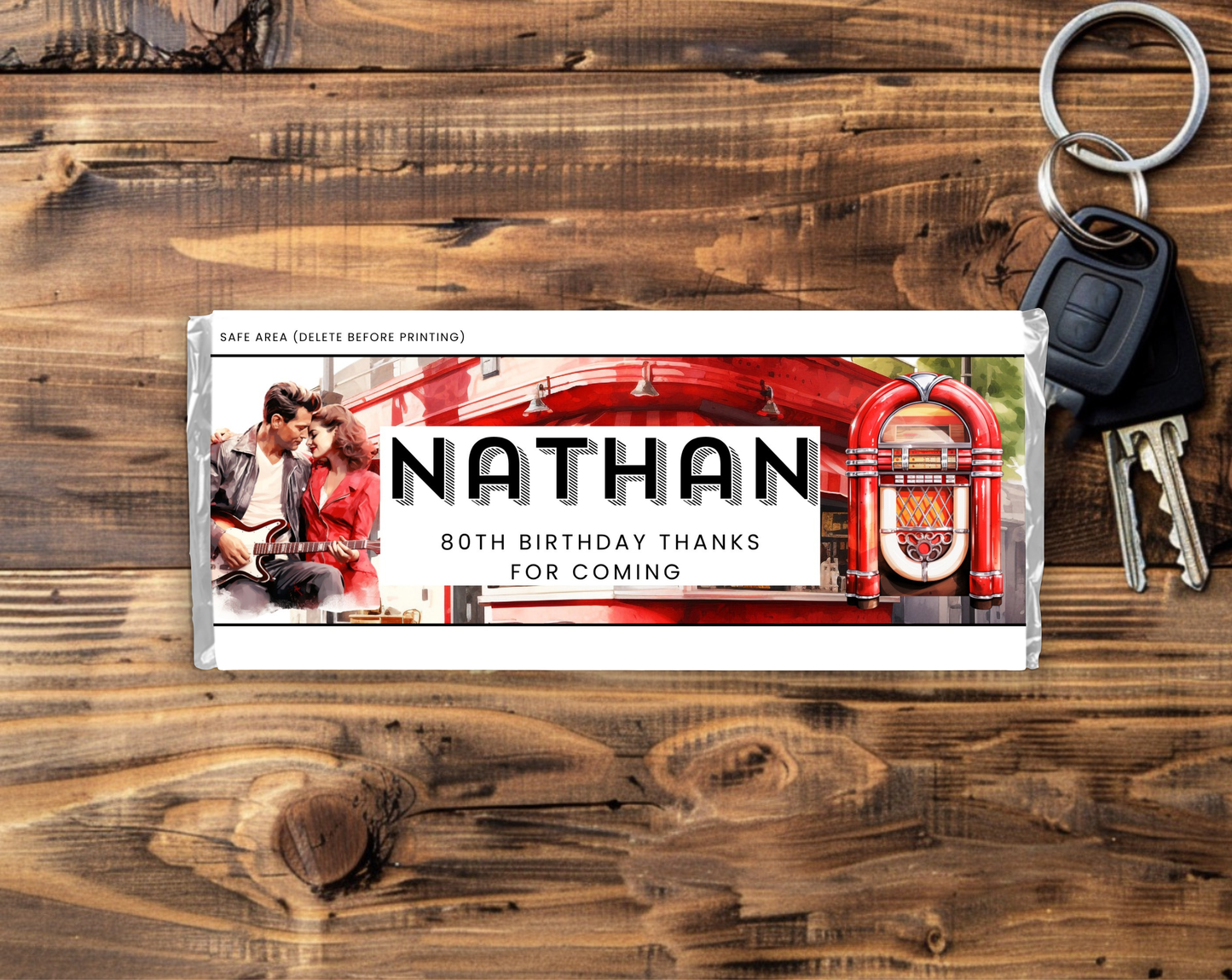 80th Birthday Chocolate Bar Wrapper Male