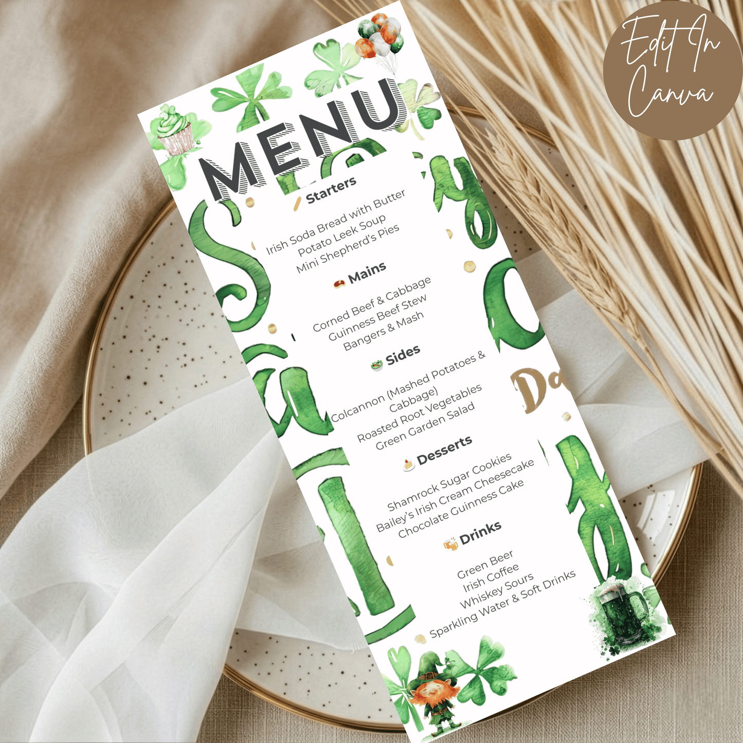 St Patricks Day Menu